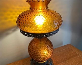 Vintage Accurate Casting Co. Amber Hobnail Lamp