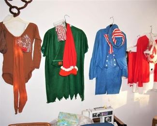 Vintage Xmas costumes, handmade! Santa, elf, reindeer and Uncle Sam?