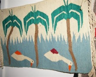 Small wool woven decorative rug