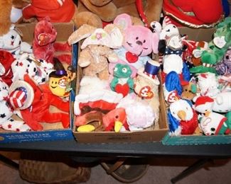 Beanie Baby toys, stuffed animals, play money, stuffed dolls