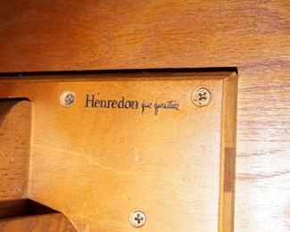Oak table set, stamped underside, "Henredon Fine Furniture"