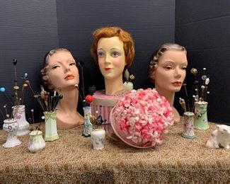 1930’s-1940’s Millinery Mannikins and Hat Pin Collection