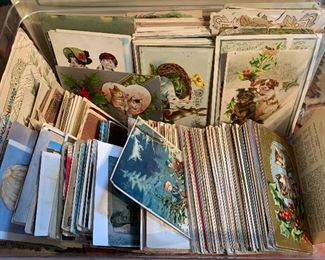 Boxlot of antique postcards