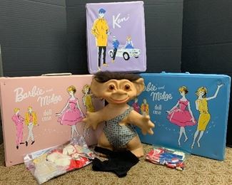 Vintage Barbie, and huge Troll