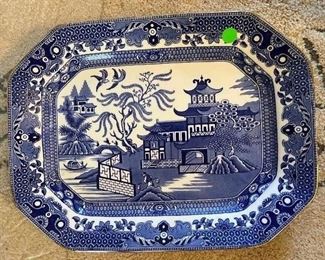 Blue Willow Burleigh Ware made in England gold rim plater