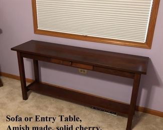 Amish-made sofa or entry table, solid cherry with drawer