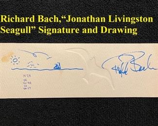 Richard Bach Autograph and Drawing, "Jonathan Livingston Seagull" 