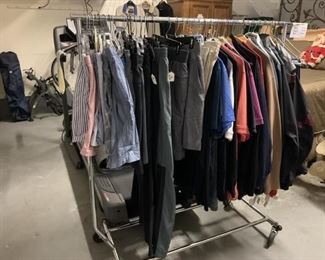 Nike workout clothes (size Large), coats, pants 32-34.