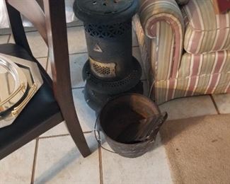 Vintage Kerosene Heater and Vintage Cast Iron