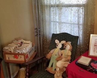 Vintage Rocker, vintage patterns, several standing lamps