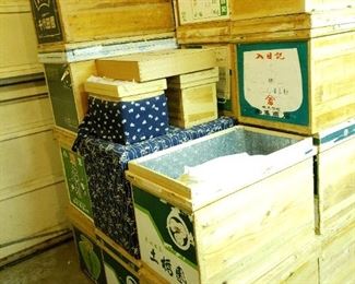 Many large tea boxes