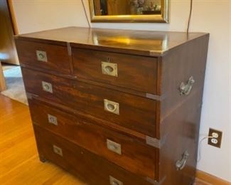 Antique mahogany officers field chest