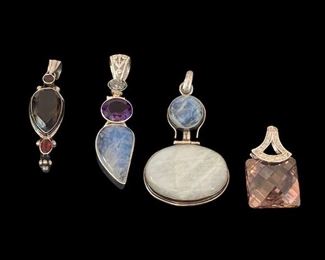 Sterling and Semi-Precious Stone Pendants.  