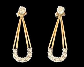 Gold and Diamond Pierced Earrings.