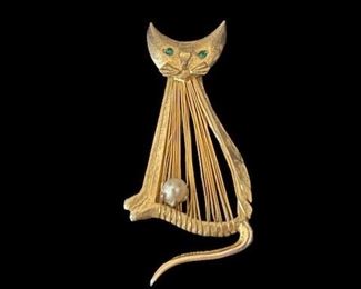 Vintage Brooks Cat Pin.