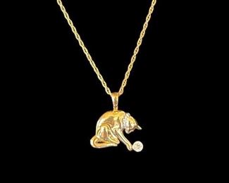 Sterling Cat Pendant Necklace