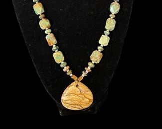 Semi-Precious Stone Necklace with Pendant.