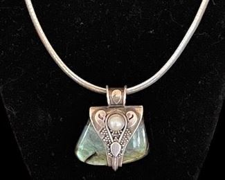 Sterling and Labradorite Stone Pendant.