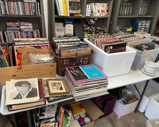 Many albums, records, CD's and tapes.