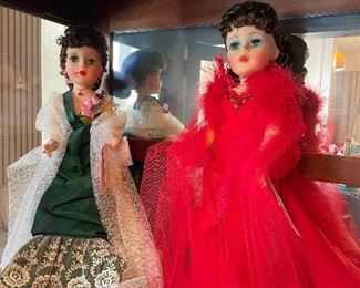 Madame Alexander Scarlett Porcelain Doll - Red dress and another Scarlett from the series.