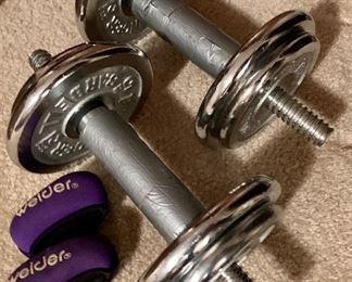 Barbell $1 per pound both Barbells w/ Weights $15
wrist/ankle weights set $4