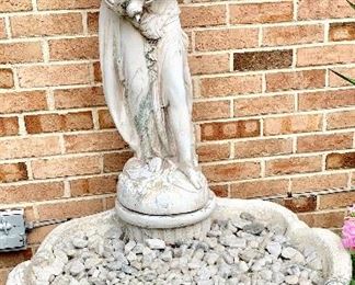 Vintage 59” h x 30.5 Round Greek inspired Cement Fountain $150