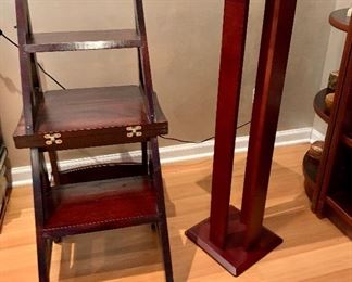 Mahogany Folding Step ladder / chair 17"×25.5×34.5   $75 
Mahogany High top table 11.75"×11.75"×36"  $24