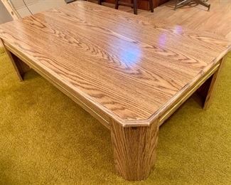 Brass trimmed  wood rectangle coffee table 50"×30"×15" $30