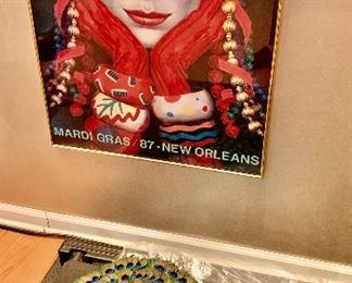 Peacock fans excellent  condition $15 each 
Framed poster Larry Harris Madri Gras 1987 $39