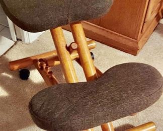 Ergonomic Kneeling Posture Chair with Wood Peg Height Adjustment $39