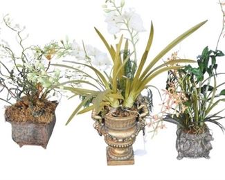 2.Three 3 faux Plants In Decorative Planters