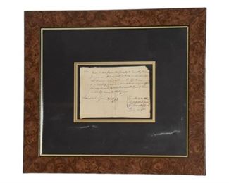 32.Framed Colonial Document W CERTIFICATE OF AUTHINTICITY