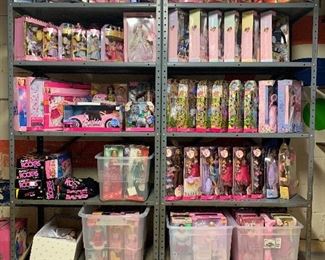 Barbie collection.   All have never been removed from their boxes.  Holiday Barbie, Princess Barbie, Bedtime Barbie, Happy Family Barbie.  Mini Village Barbie.   Many other Barbies.