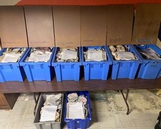 Crates of dishes.  This is only half of the items for sale.  These crates are inventoried consisting of state plates, dinner plates, saucers, cups.  Additional boxes of dishes are still being organized.