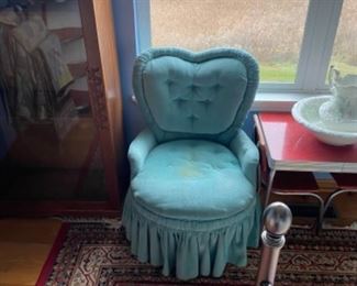 Small blue heart shaped chair.