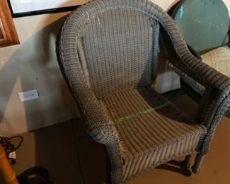 2 plastic wicker chairs