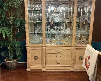 china cabinet/hutch full of sparking crystal and glassware!