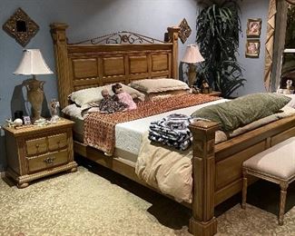 King size bedroom suite with headboard, foot board, mattress / box springs, matching nightstand