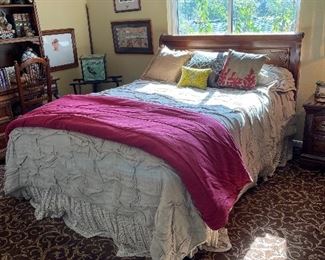 queen bed with sleigh headboard, mattress / box springs