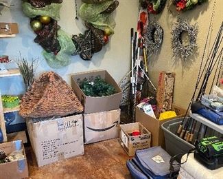 variety of Christmas wreaths, and Christmas décor 