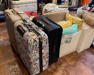 suit cases, decorator pillows, etc