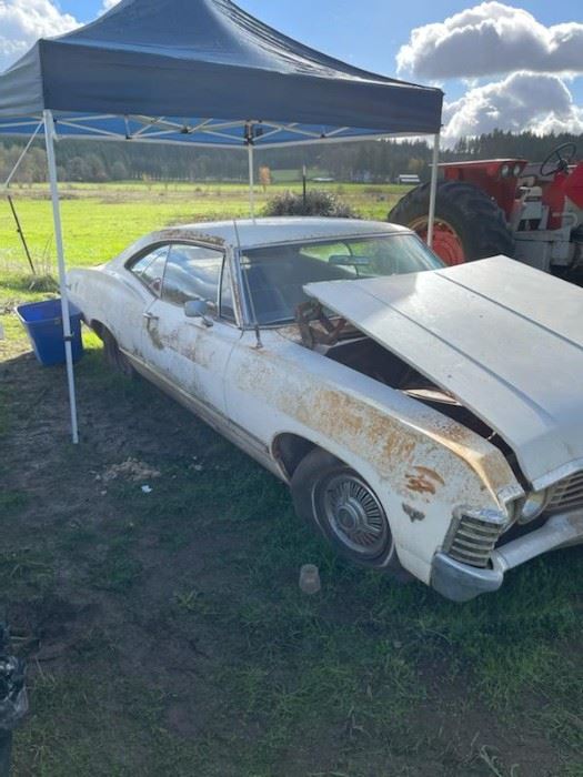 Farm Fresh! 1967 283 Impala. 3 speed on the column. Original condition needs a collectors restoration. Car is NOT rusted through any where. Has not been wrecked. Have the title and keys. Not in driving condition.