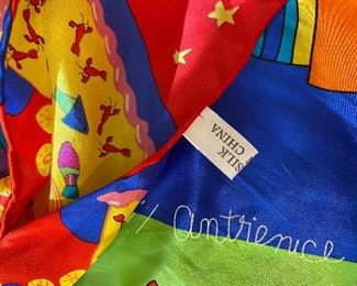 Silk commemorative scarf for George & Barbara Bush birthday celebration 1999