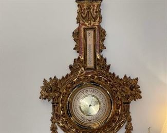 Antique Italian Neoclassical-Style Giltwood Barometer
