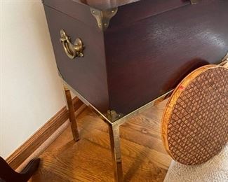 LANE Mahogany Wood Chest with Brass Stand