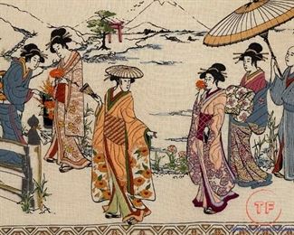 Embroidered Chinese Scene Wall Art