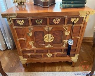 Chinese Chest with Butterfly Pulls and Brass Accents