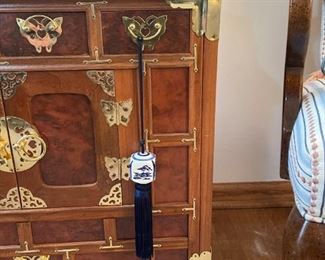 Chinese Chest with Butterfly Pulls and Brass Accents