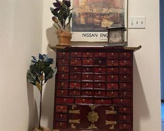 LARGE Oriental Furniture Korean Antique Style 46 Drawer Apothecary Chest