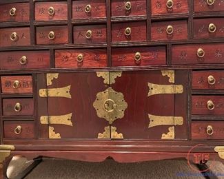 LARGE Oriental Furniture Korean Antique Style 46 Drawer Apothecary Chest